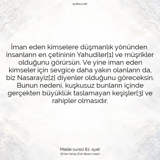 Ayetbul | Kuran Mealleri | Quran | Maide suresi 82. ayet