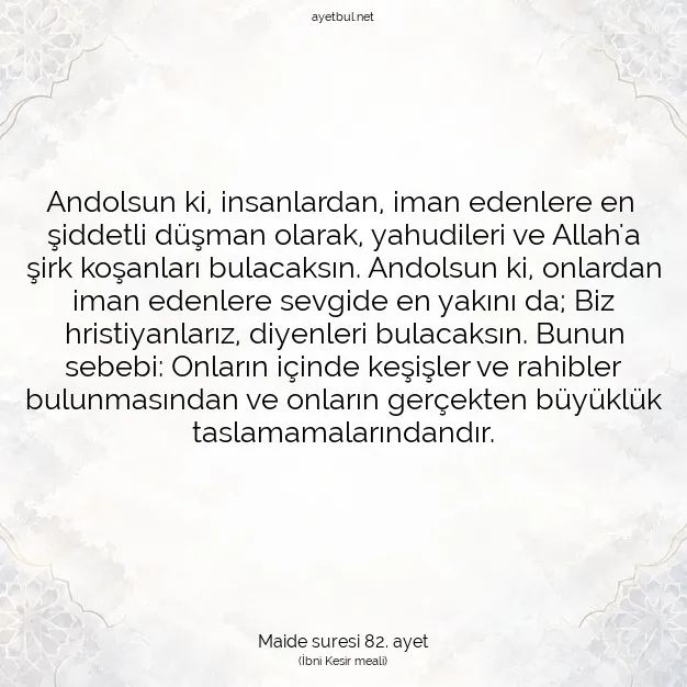 Ayetbul | Kuran Mealleri | Quran | Maide suresi 82. ayet