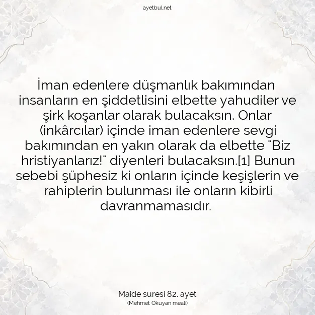 Ayetbul | Kuran Mealleri | Quran | Maide suresi 82. ayet
