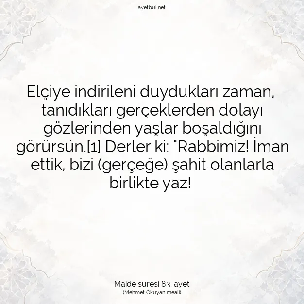Ayetbul | Kuran Mealleri | Quran | Maide suresi 83. ayet
