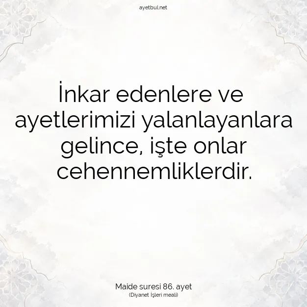 Ayetbul | Kuran Mealleri | Quran | Maide suresi 86. ayet
