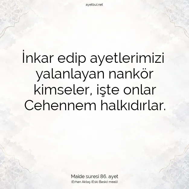 Ayetbul | Kuran Mealleri | Quran | Maide suresi 86. ayet