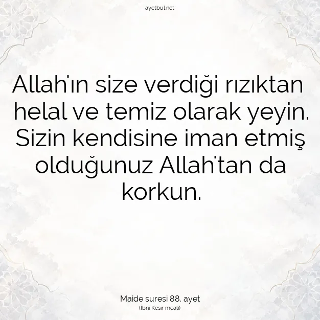 Ayetbul | Kuran Mealleri | Quran | Maide suresi 88. ayet