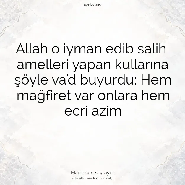 Ayetbul | Kuran Mealleri | Quran | Maide suresi 9. ayet