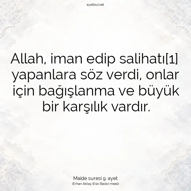 Ayetbul | Kuran Mealleri | Quran | Maide suresi 9. ayet