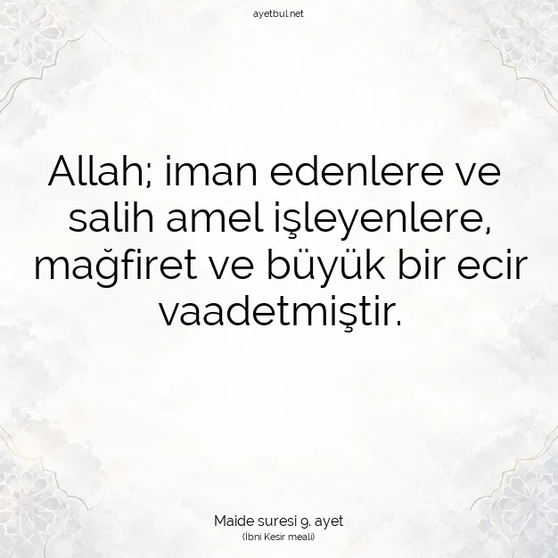 Ayetbul | Kuran Mealleri | Quran | Maide suresi 9. ayet