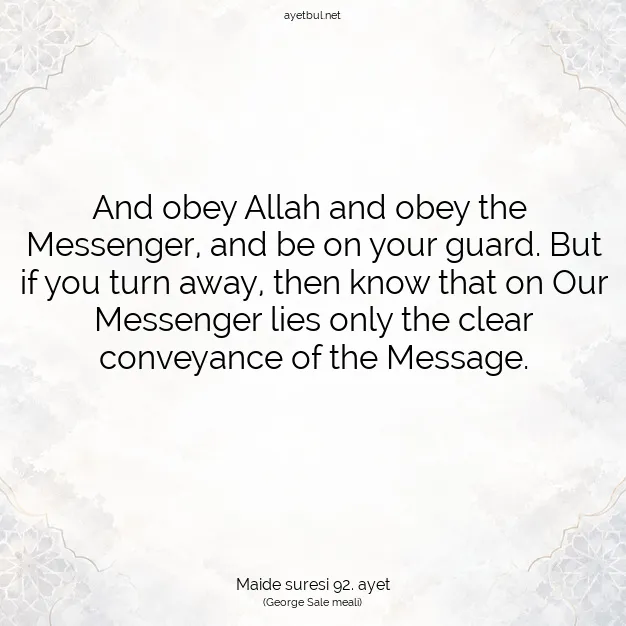 Ayetbul | Kuran Mealleri | Quran | Maide suresi 92. ayet