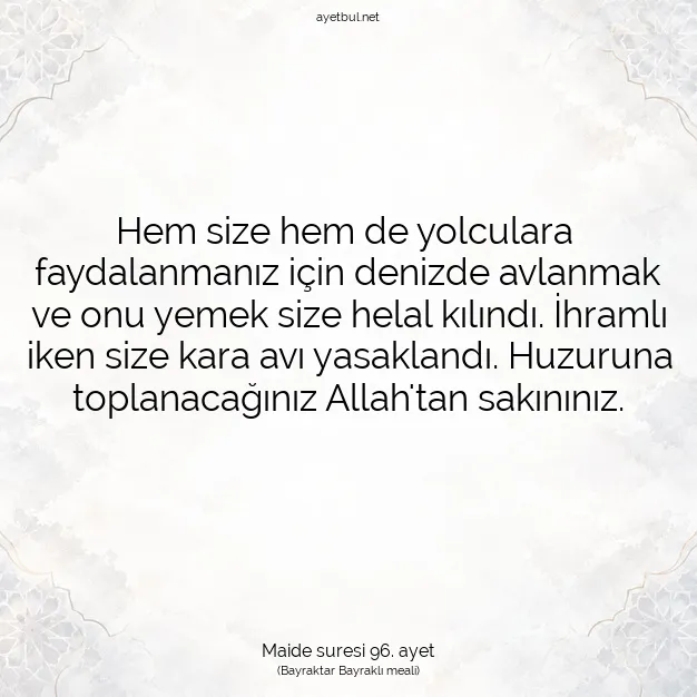 Ayetbul | Kuran Mealleri | Quran | Maide suresi 96. ayet