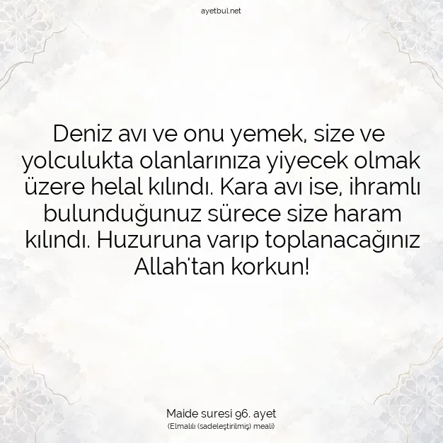 Ayetbul | Kuran Mealleri | Quran | Maide suresi 96. ayet