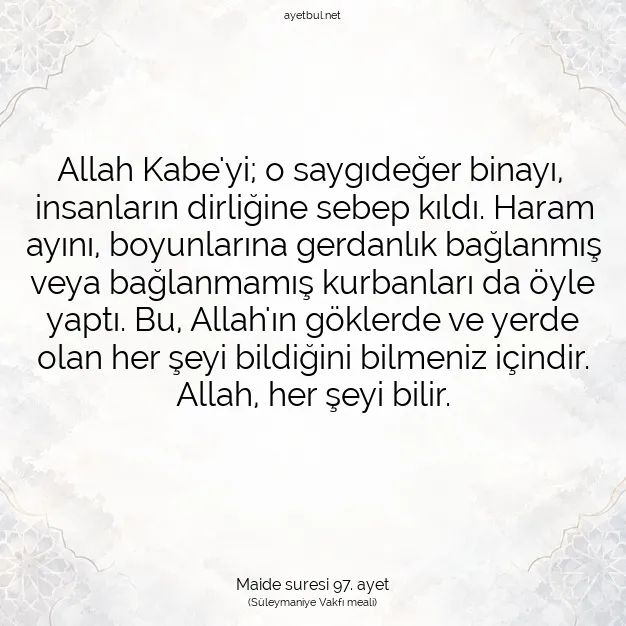 Ayetbul | Kuran Mealleri | Quran | Maide suresi 97. ayet