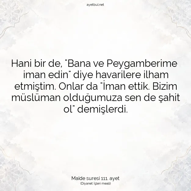 Ayetbul | Kuran Mealleri | Quran | Maide suresi 111. ayet