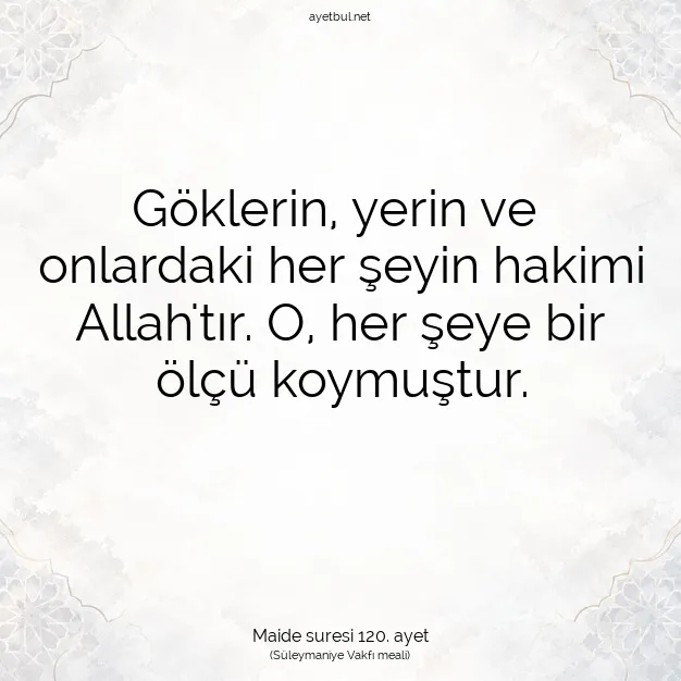 Ayetbul | Kuran Mealleri | Quran | Maide suresi 120. ayet