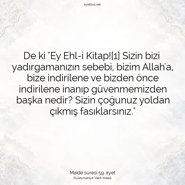 Ayetbul | Kuran Mealleri | Quran | Maide suresi 59. ayet