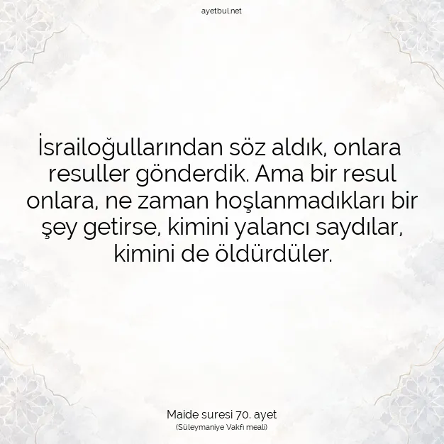 Ayetbul | Kuran Mealleri | Quran | Maide suresi 70. ayet