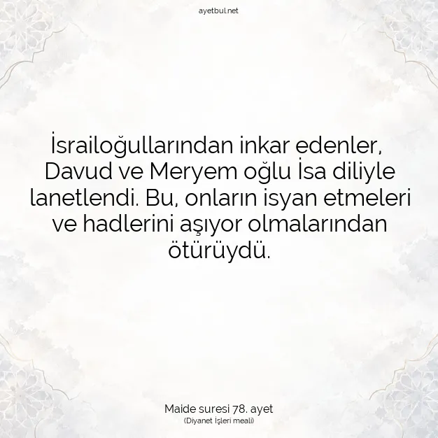 Ayetbul | Kuran Mealleri | Quran | Maide suresi 78. ayet
