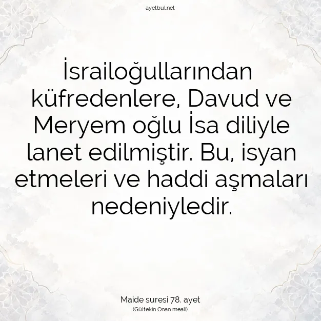 Ayetbul | Kuran Mealleri | Quran | Maide suresi 78. ayet