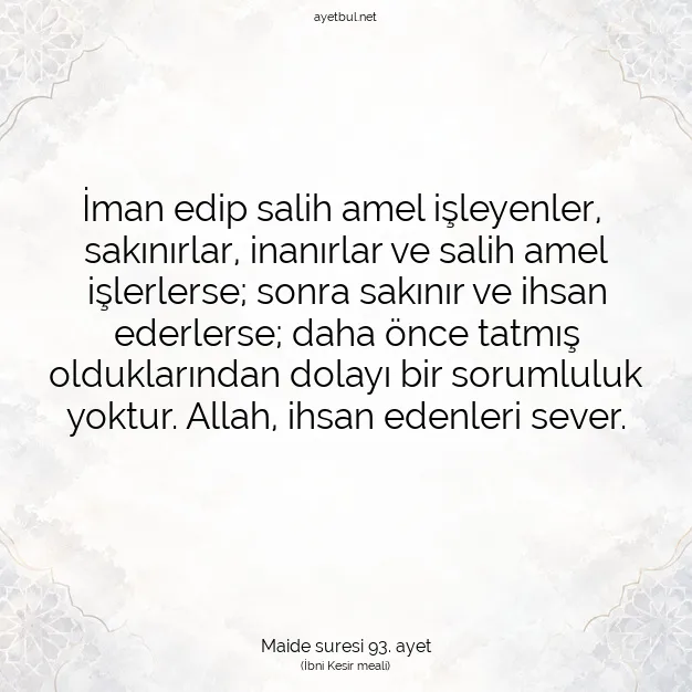 Ayetbul | Kuran Mealleri | Quran | Maide suresi 93. ayet
