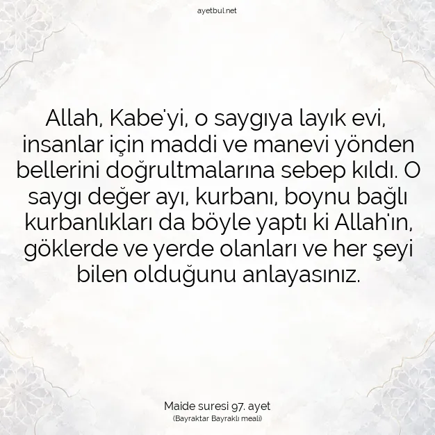 Ayetbul | Kuran Mealleri | Quran | Maide suresi 97. ayet