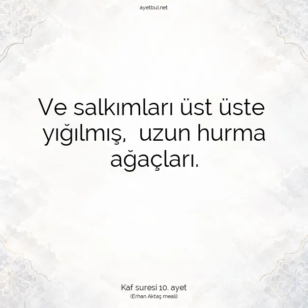 Ayetbul | Kuran Mealleri | Quran | Kaf suresi 10. ayet