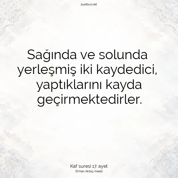 Ayetbul | Kuran Mealleri | Quran | Kaf suresi 17. ayet
