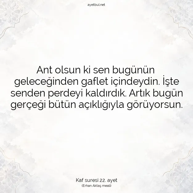 Ayetbul | Kuran Mealleri | Quran | Kaf suresi 22. ayet