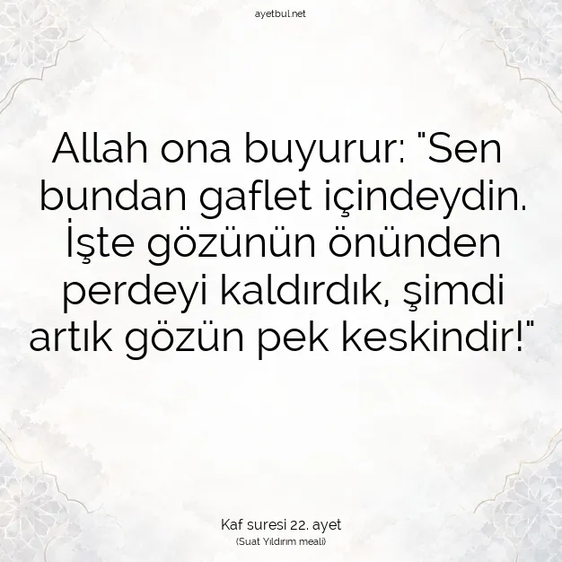 Ayetbul | Kuran Mealleri | Quran | Kaf suresi 22. ayet
