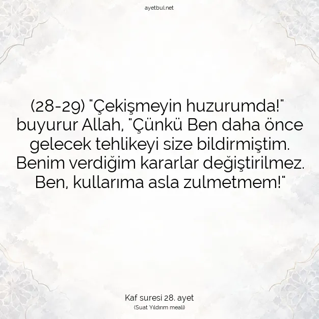 Ayetbul | Kuran Mealleri | Quran | Kaf suresi 28. ayet
