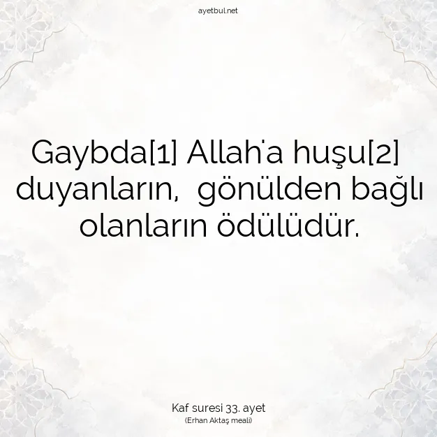Ayetbul | Kuran Mealleri | Quran | Kaf suresi 33. ayet