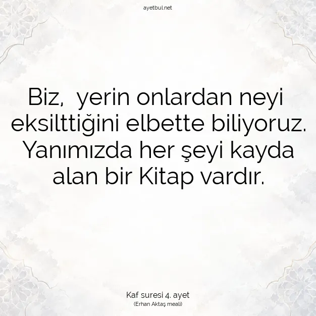 Ayetbul | Kuran Mealleri | Quran | Kaf suresi 4. ayet
