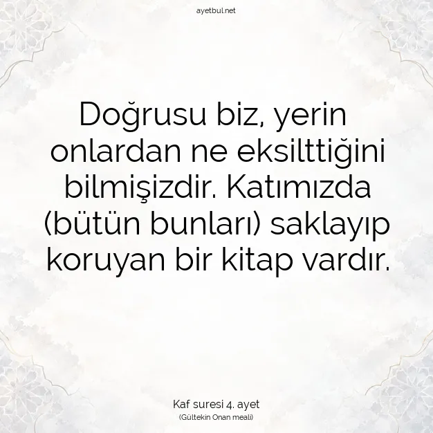 Ayetbul | Kuran Mealleri | Quran | Kaf suresi 4. ayet