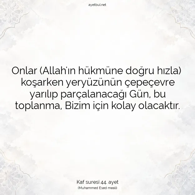 Ayetbul | Kuran Mealleri | Quran | Kaf suresi 44. ayet