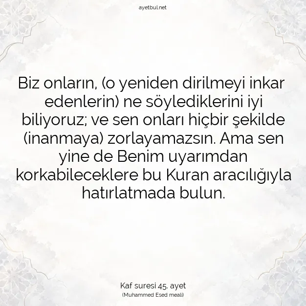 Ayetbul | Kuran Mealleri | Quran | Kaf suresi 45. ayet
