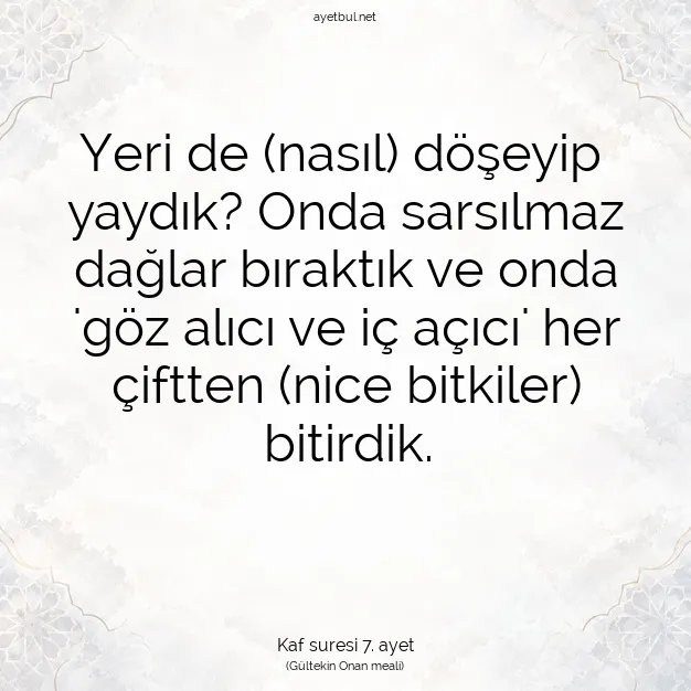 Ayetbul | Kuran Mealleri | Quran | Kaf suresi 7. ayet