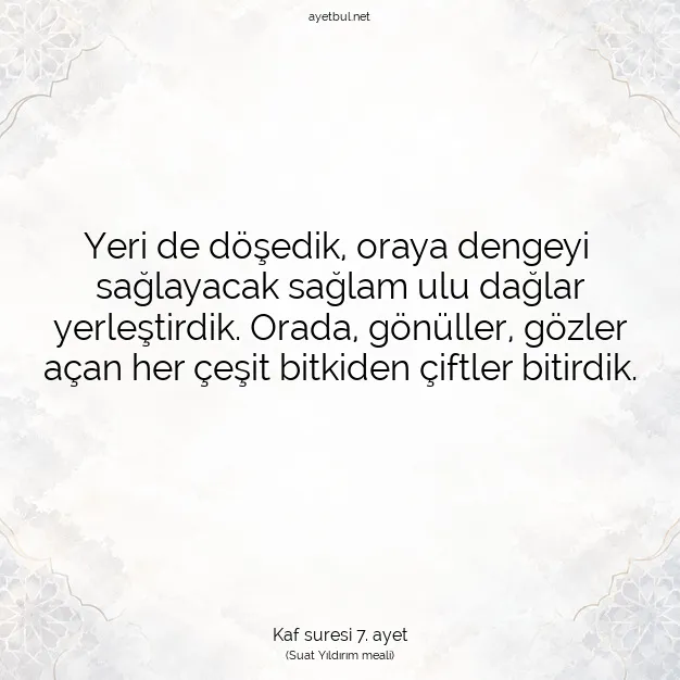 Ayetbul | Kuran Mealleri | Quran | Kaf suresi 7. ayet