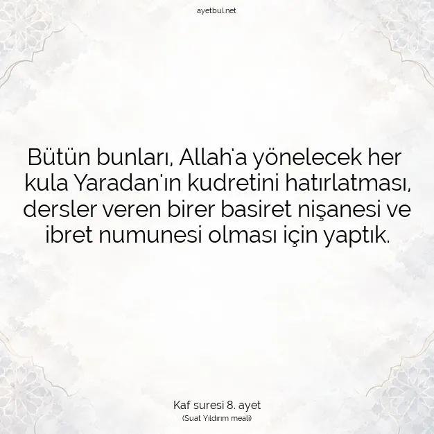 Ayetbul | Kuran Mealleri | Quran | Kaf suresi 8. ayet