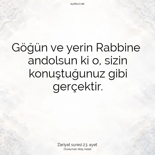 Ayetbul | Kuran Mealleri | Quran | Zariyat suresi 23. ayet