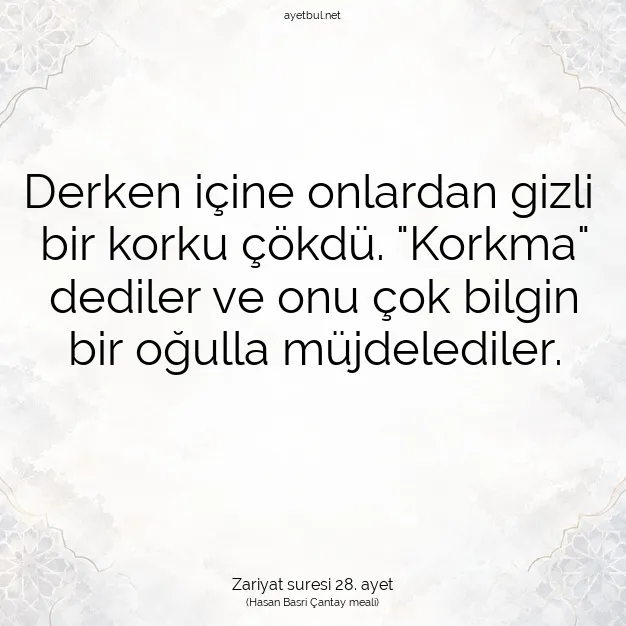 Ayetbul | Kuran Mealleri | Quran | Zariyat suresi 28. ayet