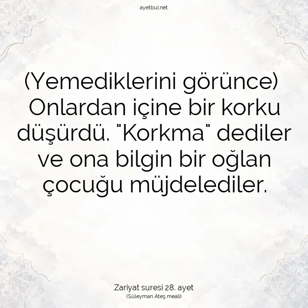Ayetbul | Kuran Mealleri | Quran | Zariyat suresi 28. ayet