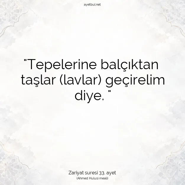 Ayetbul | Kuran Mealleri | Quran | Zariyat suresi 33. ayet