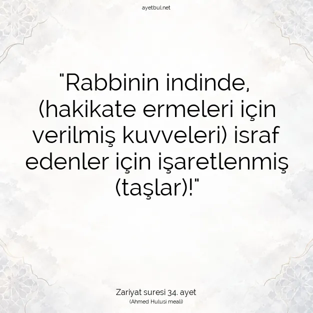 Ayetbul | Kuran Mealleri | Quran | Zariyat suresi 34. ayet