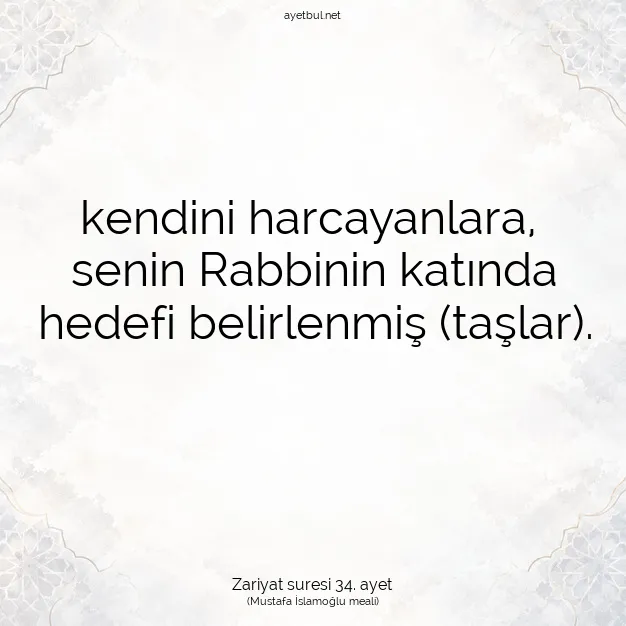 Ayetbul | Kuran Mealleri | Quran | Zariyat suresi 34. ayet