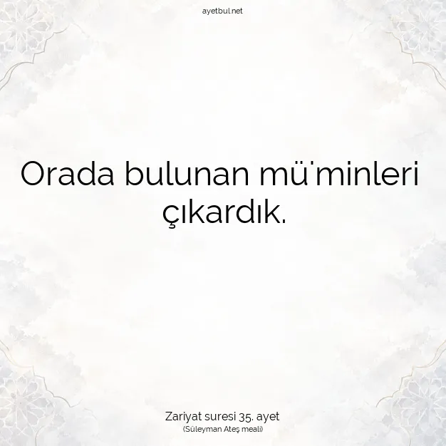 Ayetbul | Kuran Mealleri | Quran | Zariyat suresi 35. ayet