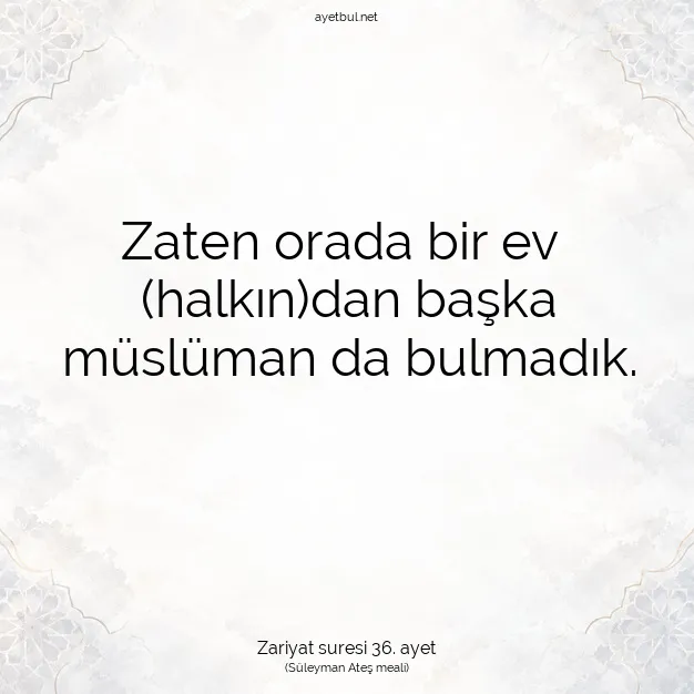 Ayetbul | Kuran Mealleri | Quran | Zariyat suresi 36. ayet