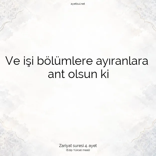 Ayetbul | Kuran Mealleri | Quran | Zariyat suresi 4. ayet
