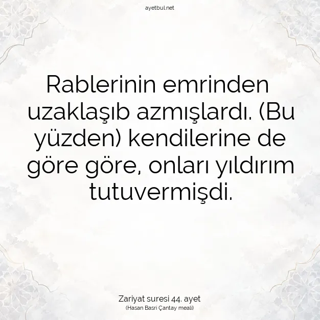 Ayetbul | Kuran Mealleri | Quran | Zariyat suresi 44. ayet