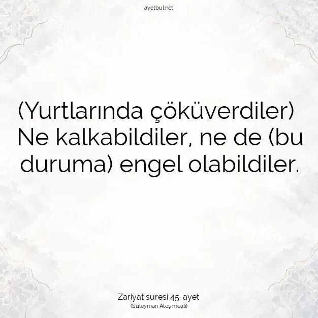 Ayetbul | Kuran Mealleri | Quran | Zariyat suresi 45. ayet