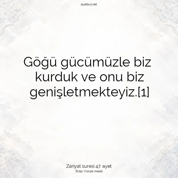 Ayetbul | Kuran Mealleri | Quran | Zariyat suresi 47. ayet