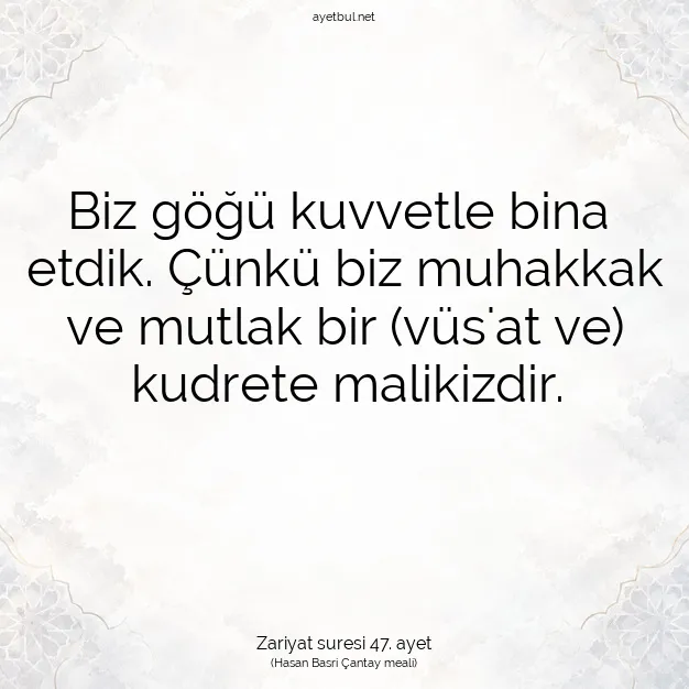 Ayetbul | Kuran Mealleri | Quran | Zariyat suresi 47. ayet