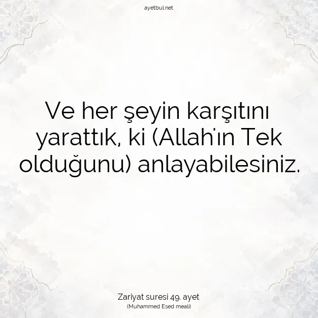 Ayetbul | Kuran Mealleri | Quran | Zariyat suresi 49. ayet