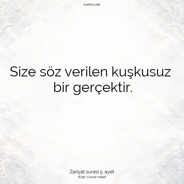 Ayetbul | Kuran Mealleri | Quran | Zariyat suresi 5. ayet